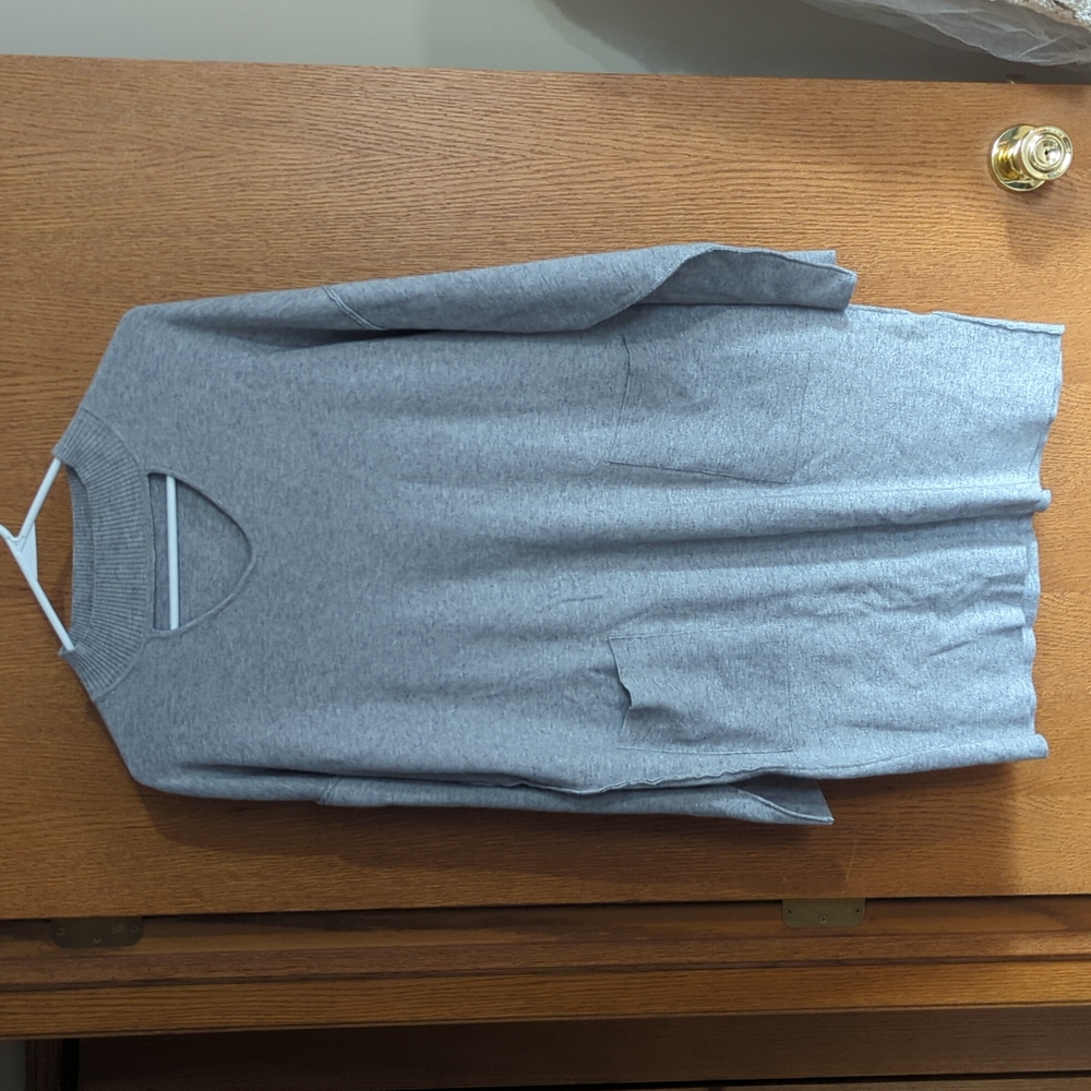 Gray Pocketed Sweater Dress